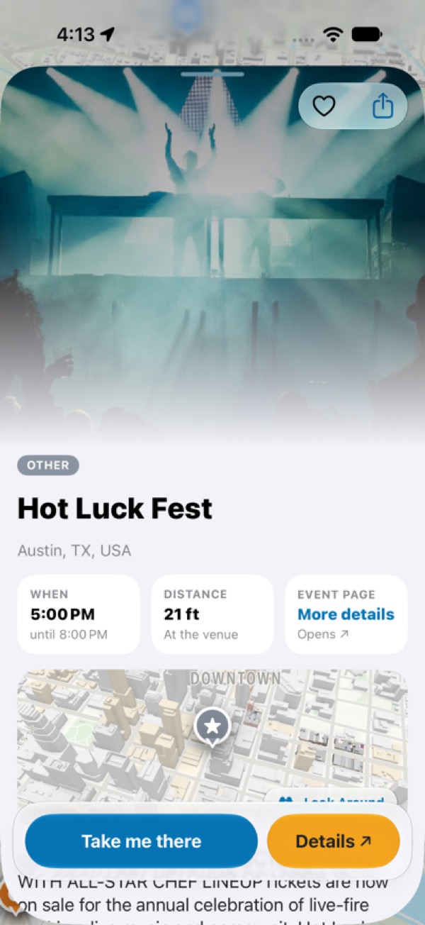 An event in the XploreR app with time, distance and event page